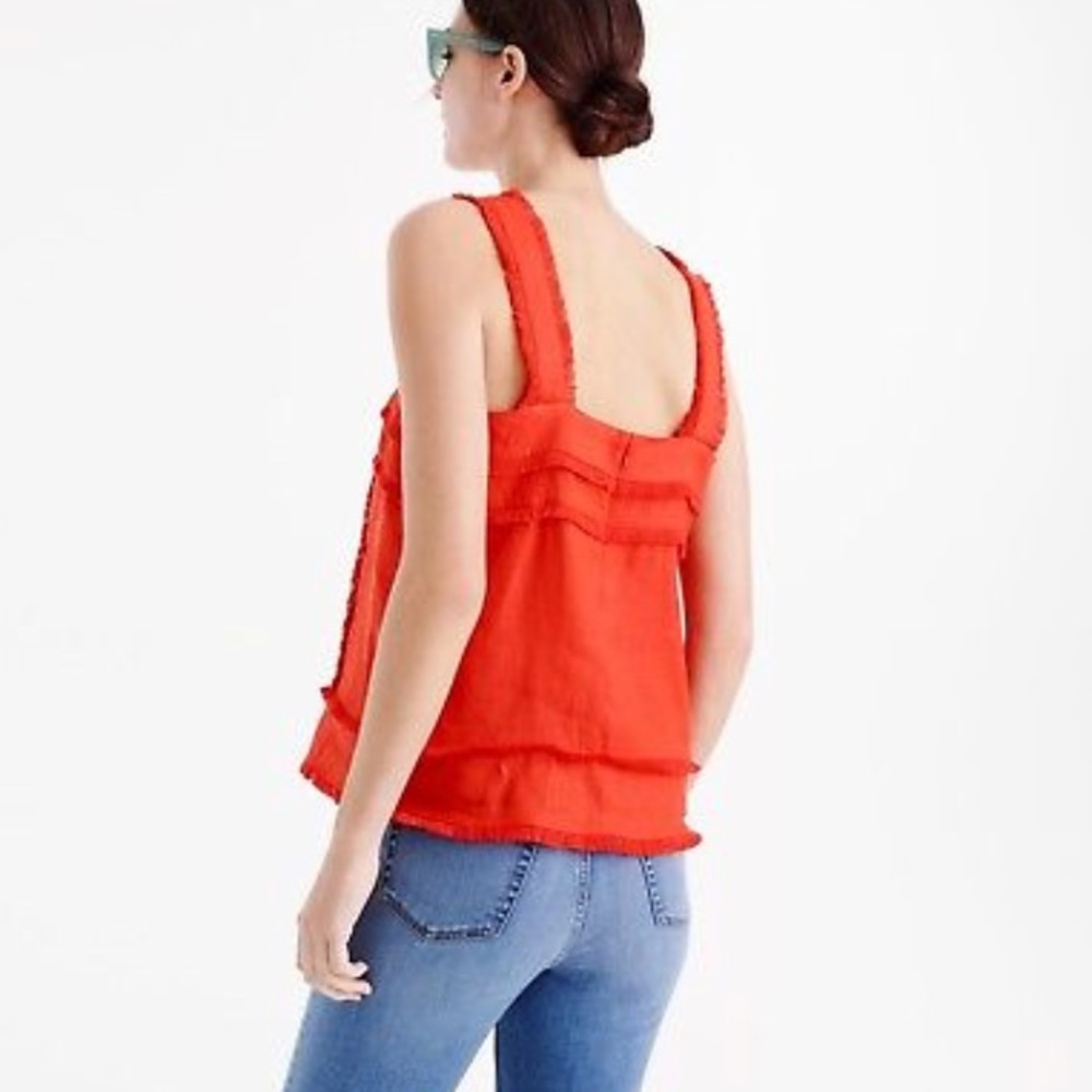 J CREW FRINGE || LINEN TANK IN BOLD RED - Picture 2 of 7